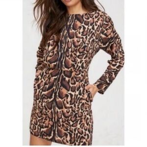Babaton Animal Print Long Sleeve Dress